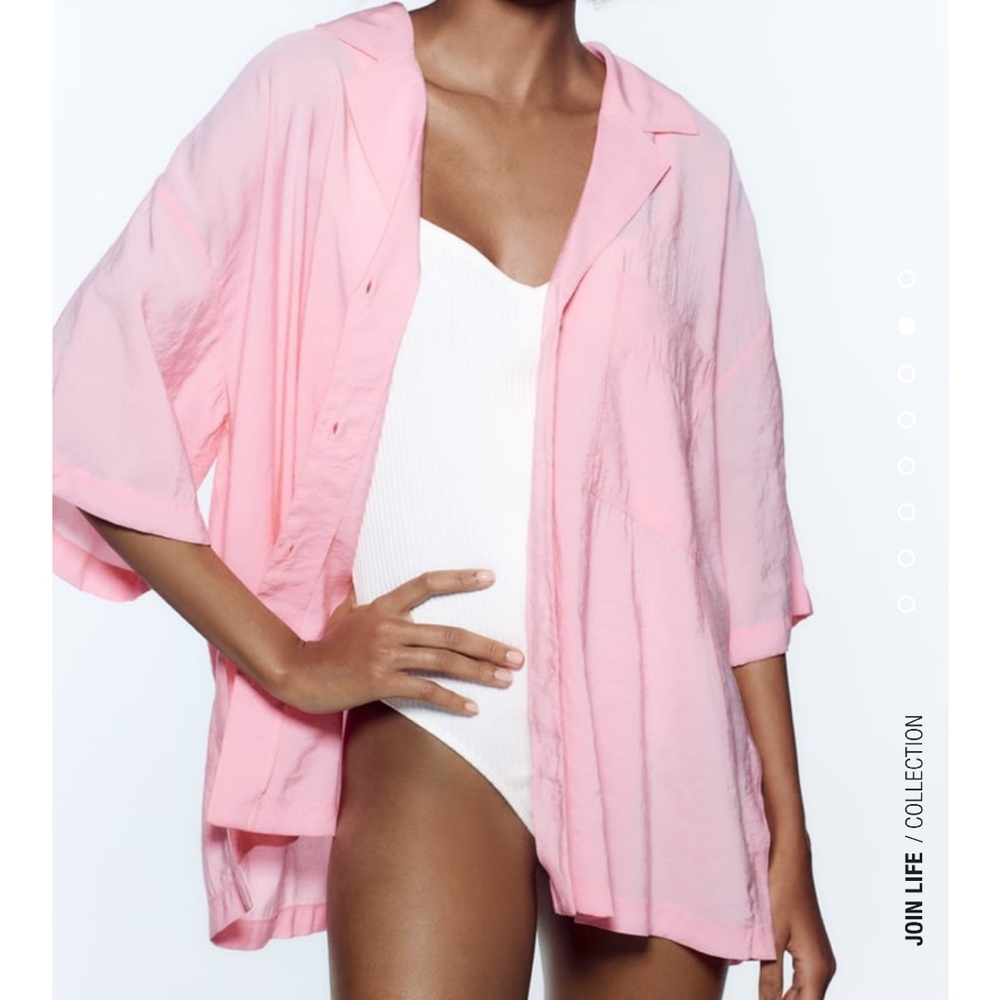 Oversized Zara Pink Button Down